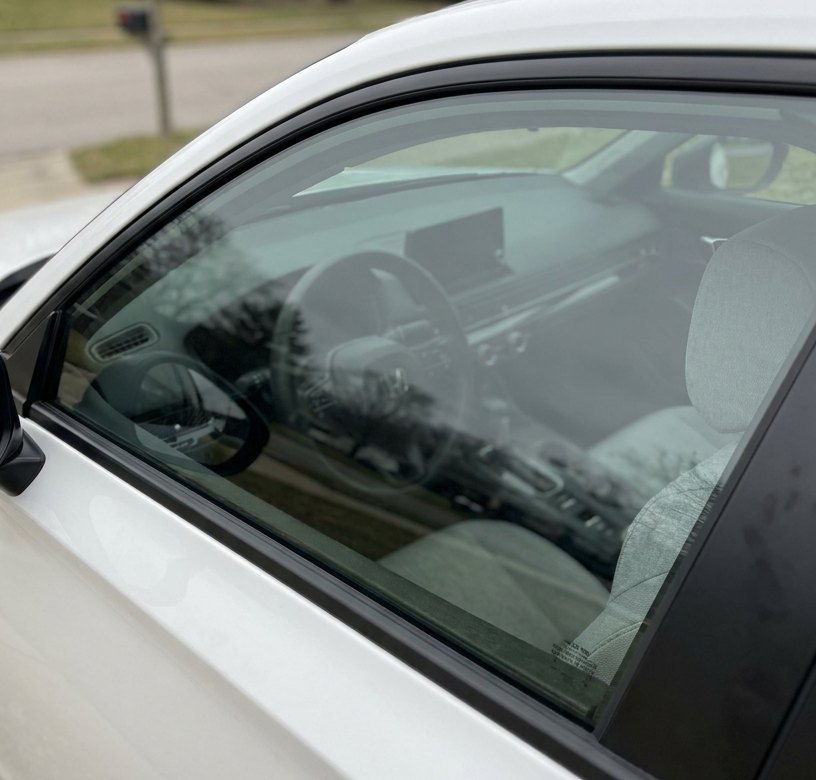 Car window before tint